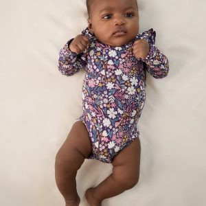Midnight Petals Flutter Bodysuit