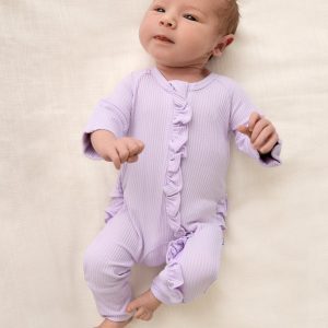 Misty Lavender Ribbed Ruffle Zippy