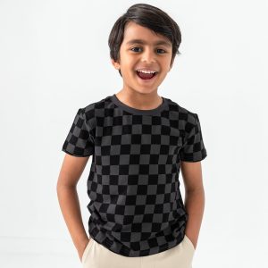 Monochrome Checks Short Sleeve Relaxed Tee
