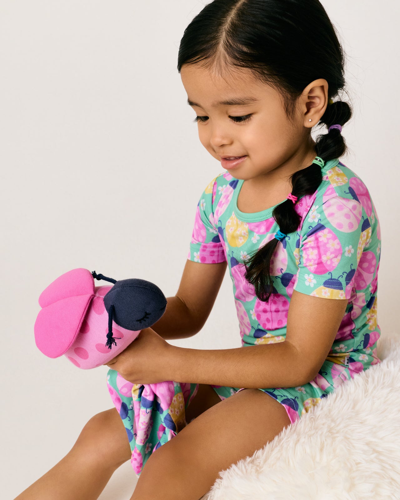 Ladybug Meadow Two-Piece Short Sleeve & Shorts Pajama Set - Image 3