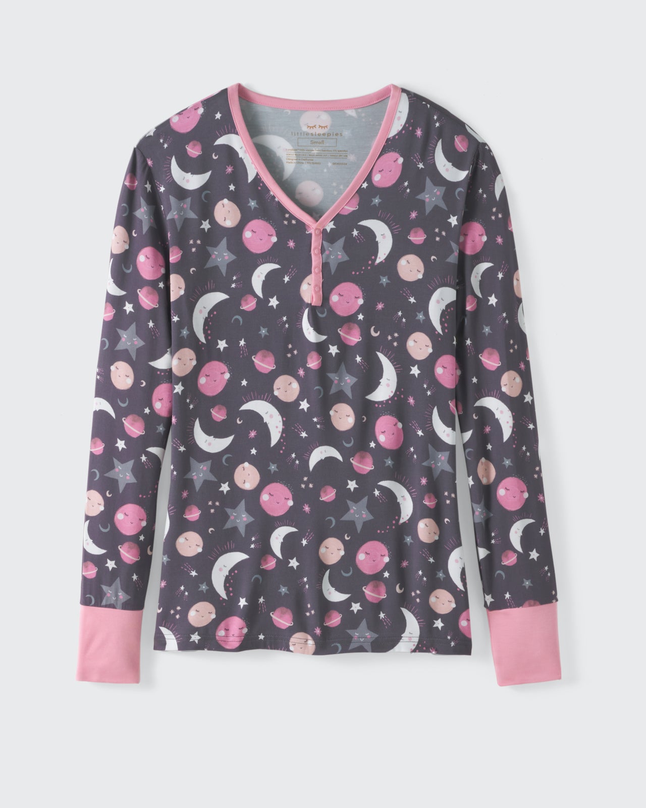 Pink To the Moon & Back Women's Bamboo Viscose Pajama Top - Image 4