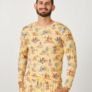 Disney Playtime With Pooh Men's Long Sleeve Pajama Top