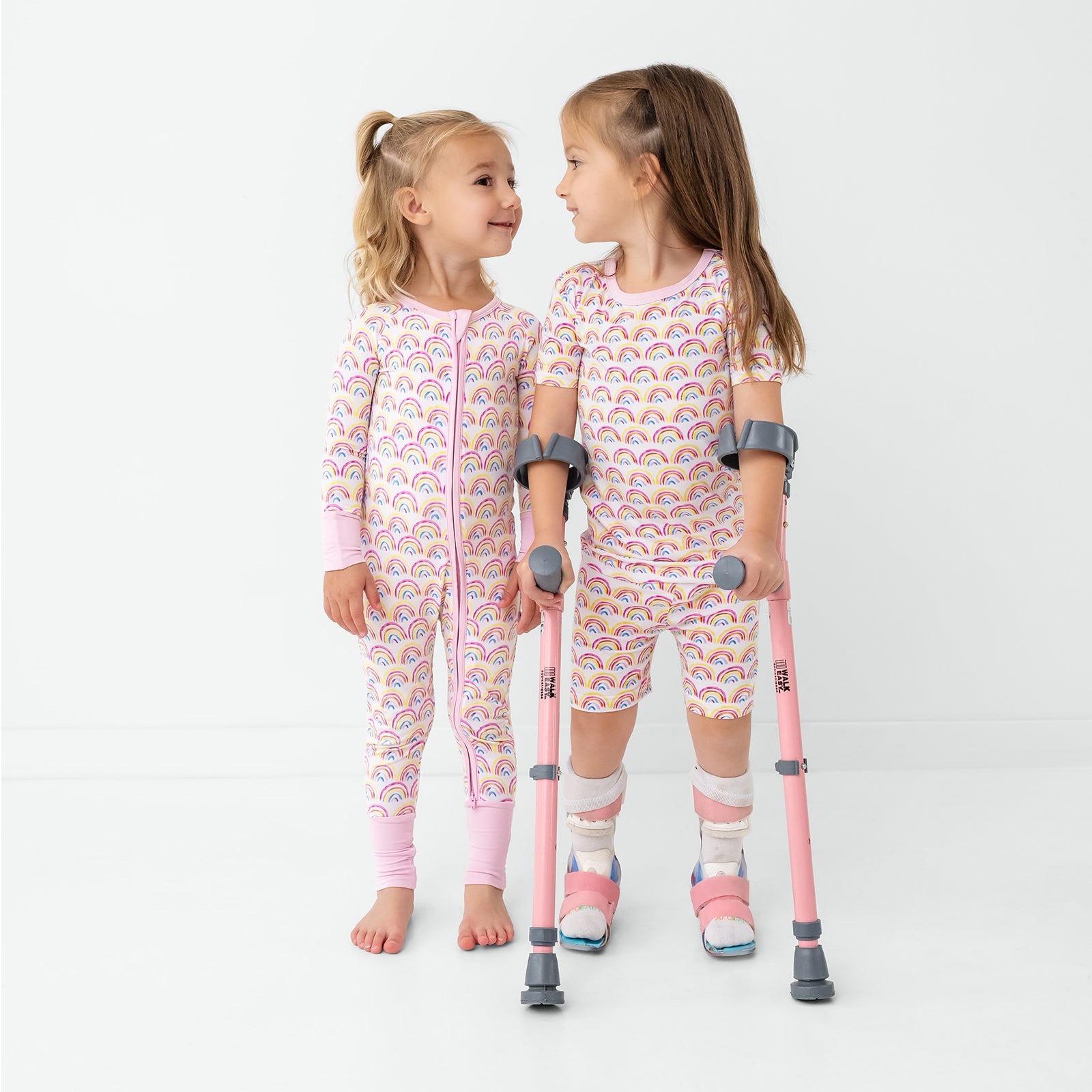 Pastel Rainbows Two-Piece Short Sleeve & Shorts Pajama Set - Image 2