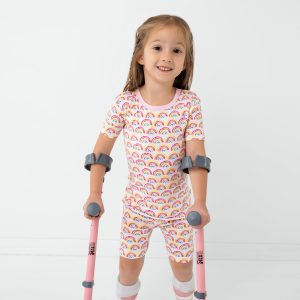 Pastel Rainbows Two-Piece Short Sleeve & Shorts Pajama Set