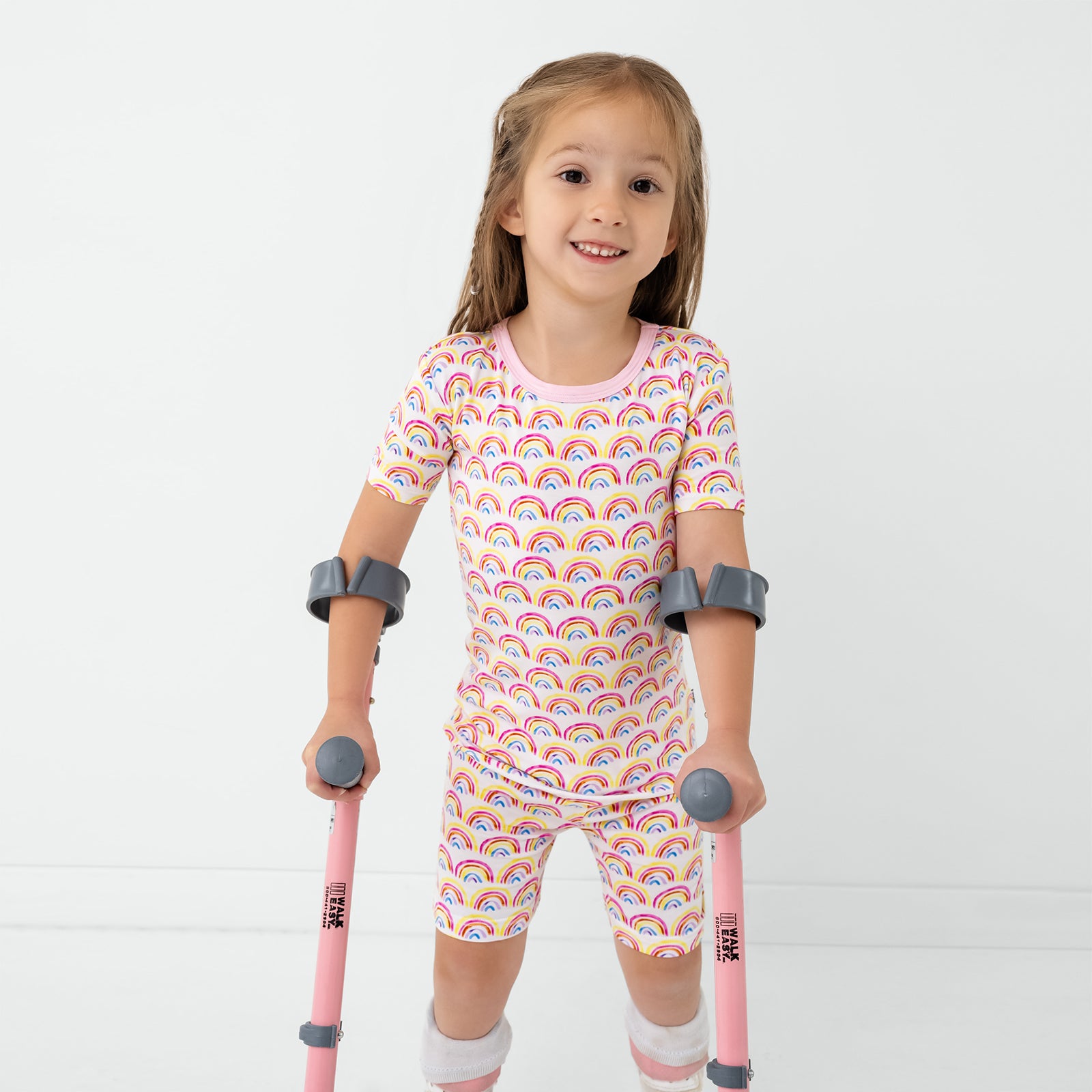 Pastel Rainbows Two-Piece Short Sleeve & Shorts Pajama Set