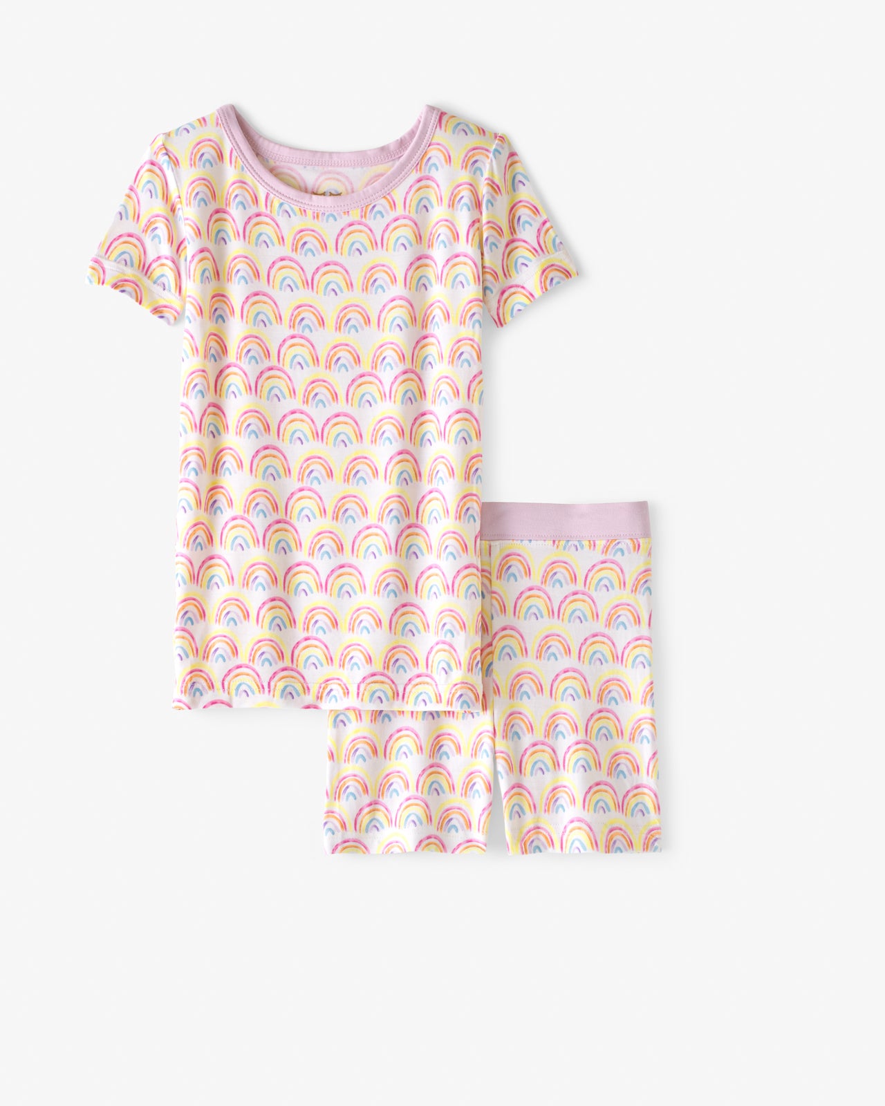 Pastel Rainbows Two-Piece Short Sleeve & Shorts Pajama Set - Image 3