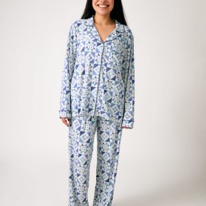 Patchwork Indigo Women's Ribbed Pajama Set