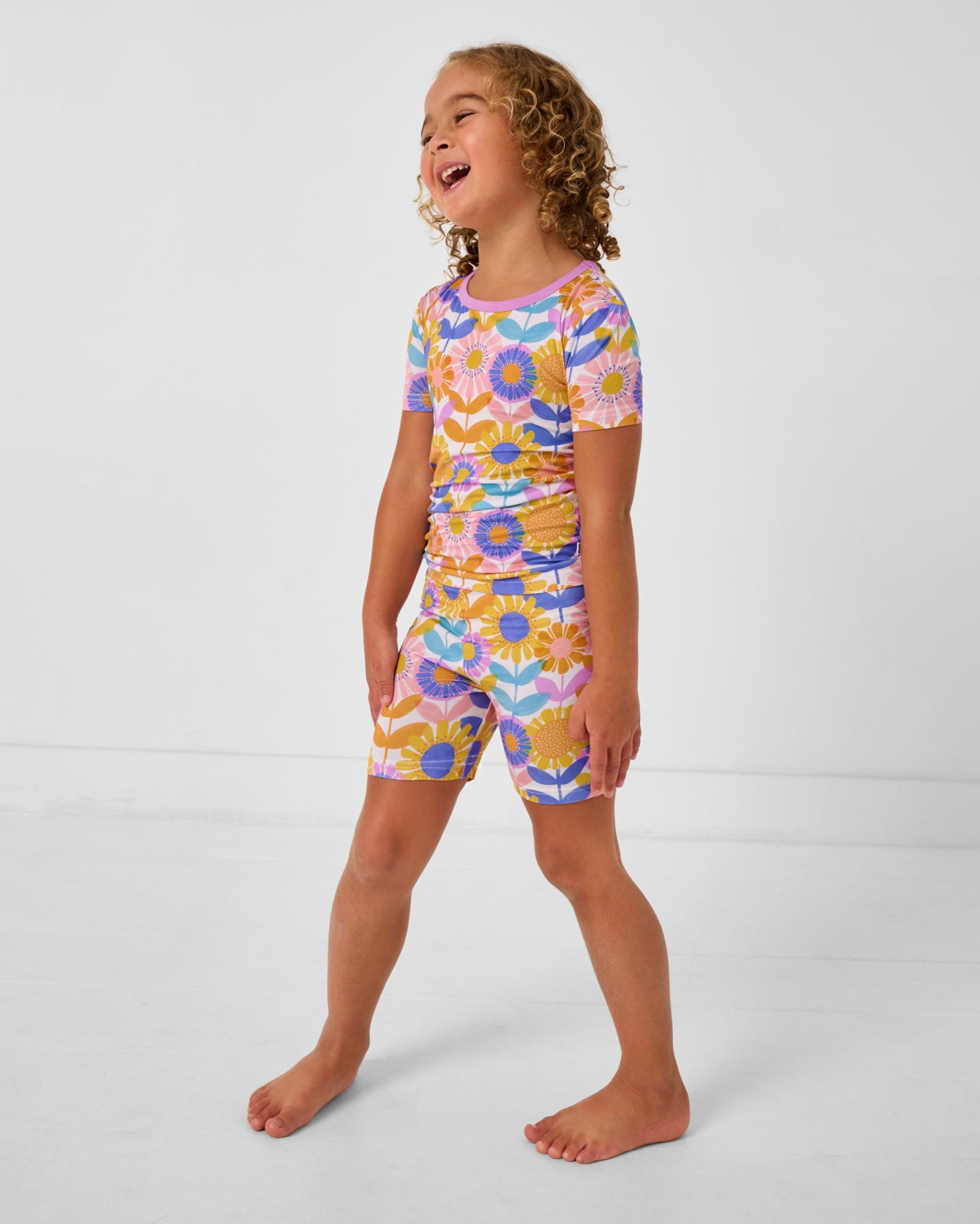 Petal Power Two-Piece Short Sleeve & Shorts Pajama Set - Image 3