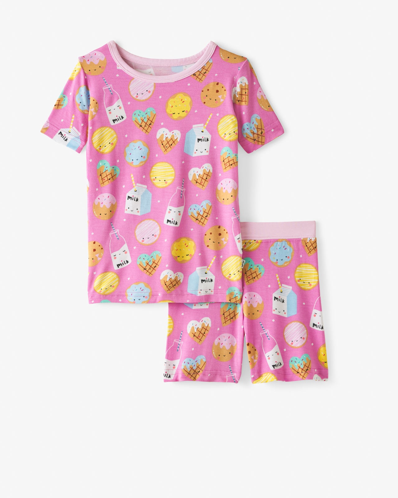 Pink Cookies & Milk Two-Piece Short Sleeve & Shorts Pajama Set - Image 3