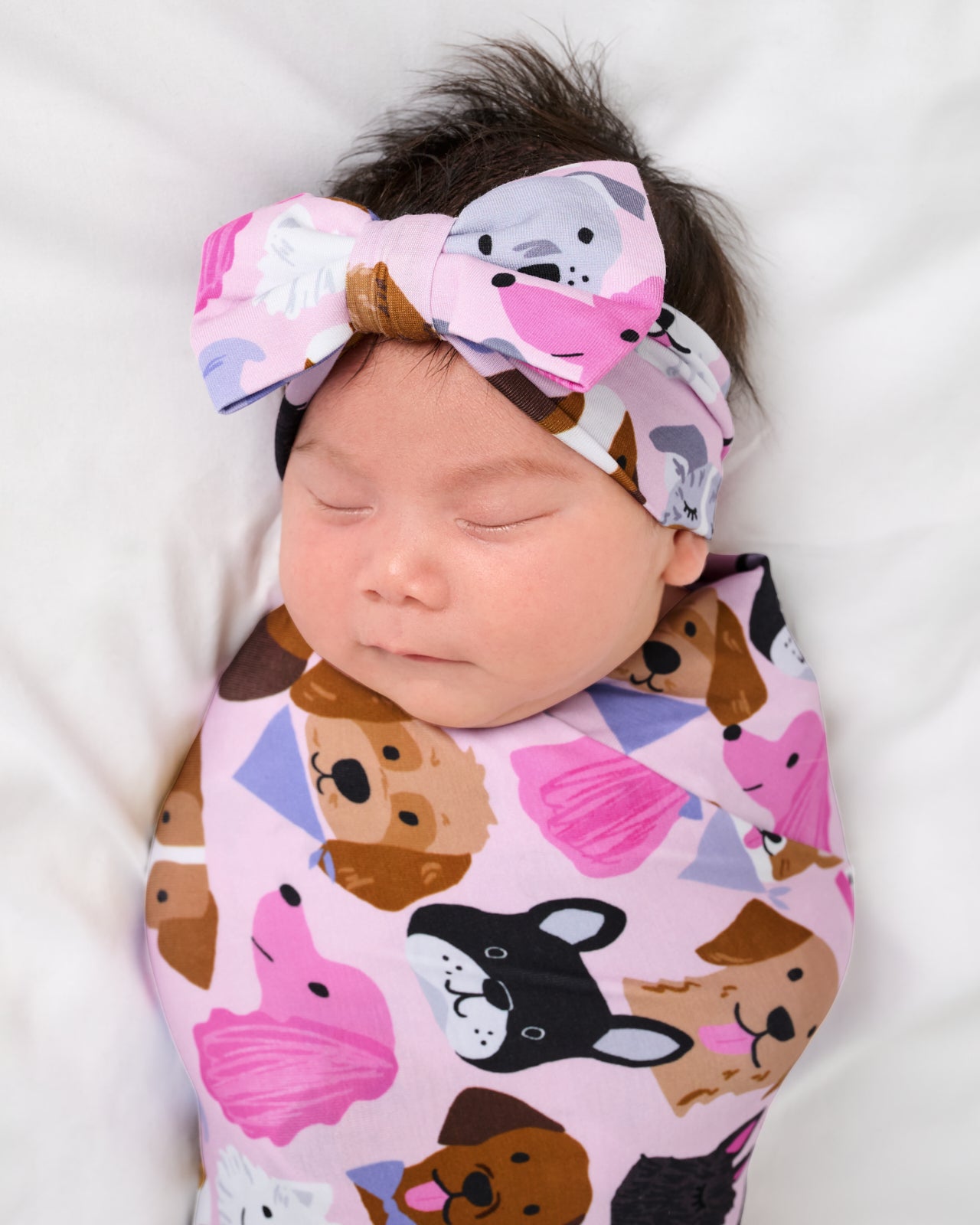 Pink Puppy Parade Swaddle & Luxe Bow Headband Set - Image 2