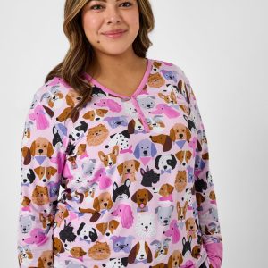Pink Puppy Parade Women's Long Sleeve Pajama Top