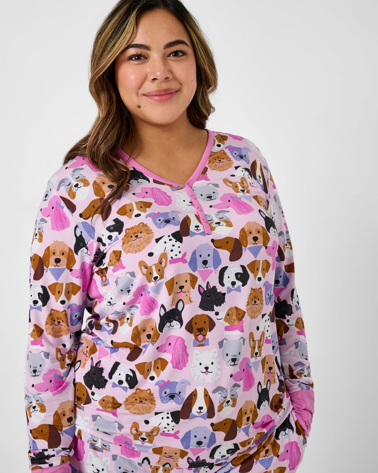 Pink Puppy Parade Women's Long Sleeve Pajama Top