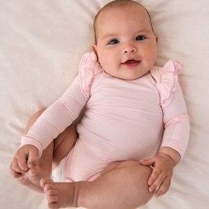 Prima Pink Stripe Flutter Bodysuit