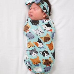 Purrfect Pals Swaddle & Luxe Bow Headband Set