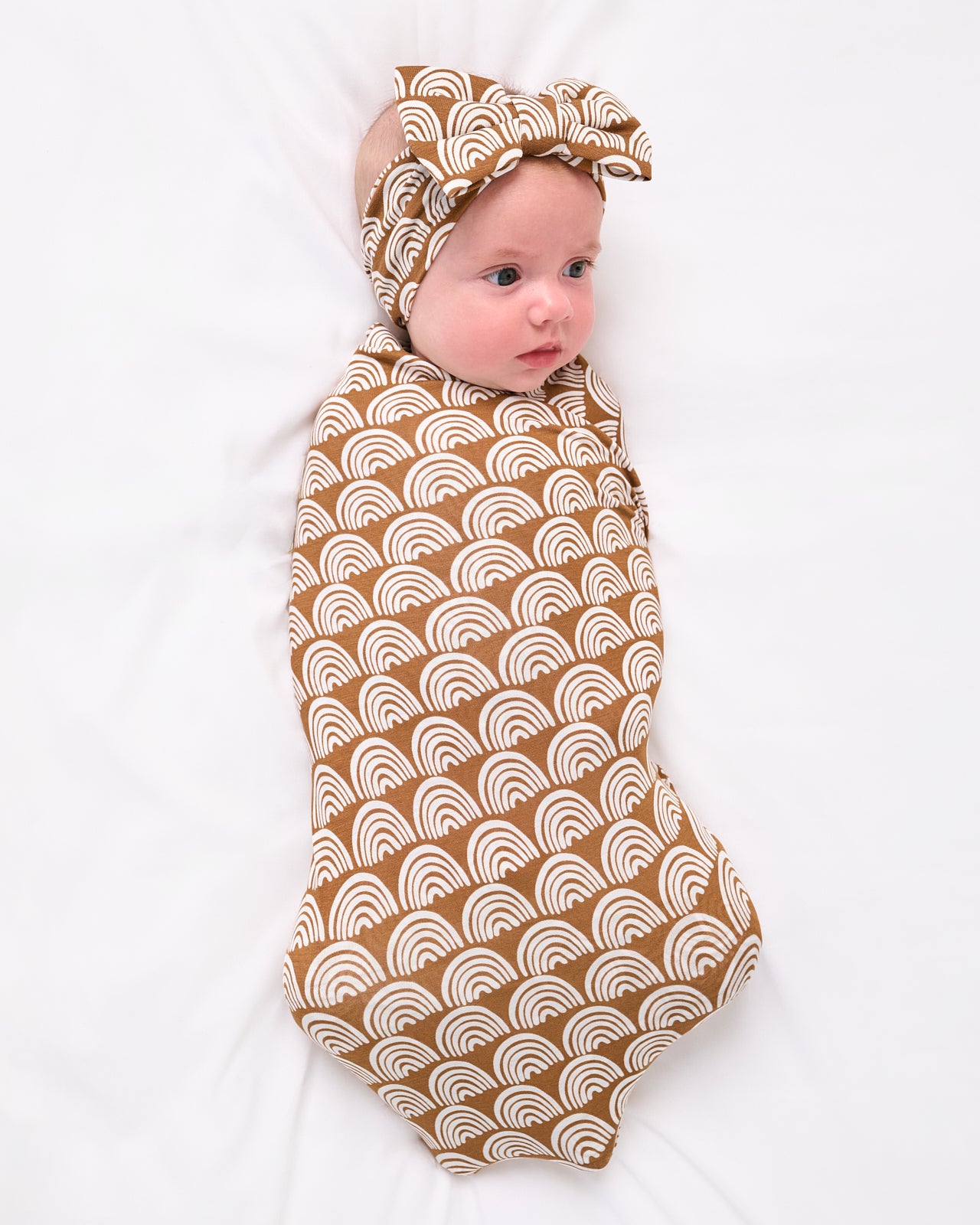 Rust Rainbows Swaddle & Luxe Bow Headband Set