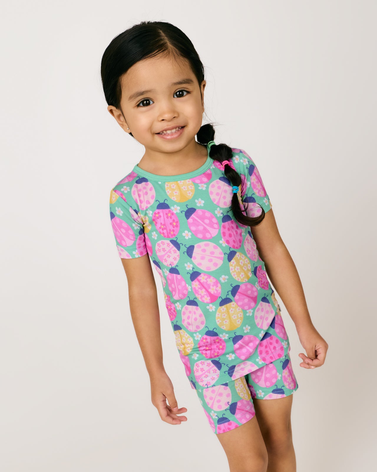 Ladybug Meadow Two-Piece Short Sleeve & Shorts Pajama Set