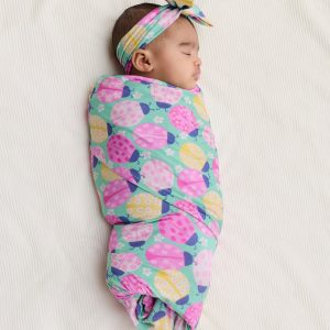 Ladybug Meadow Swaddle & Luxe Bow Headband Set