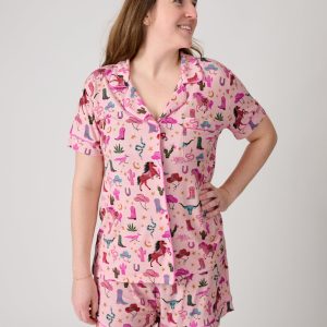 Pink Rancher Roundup Women's Short Sleeve & Shorts Pajama Set