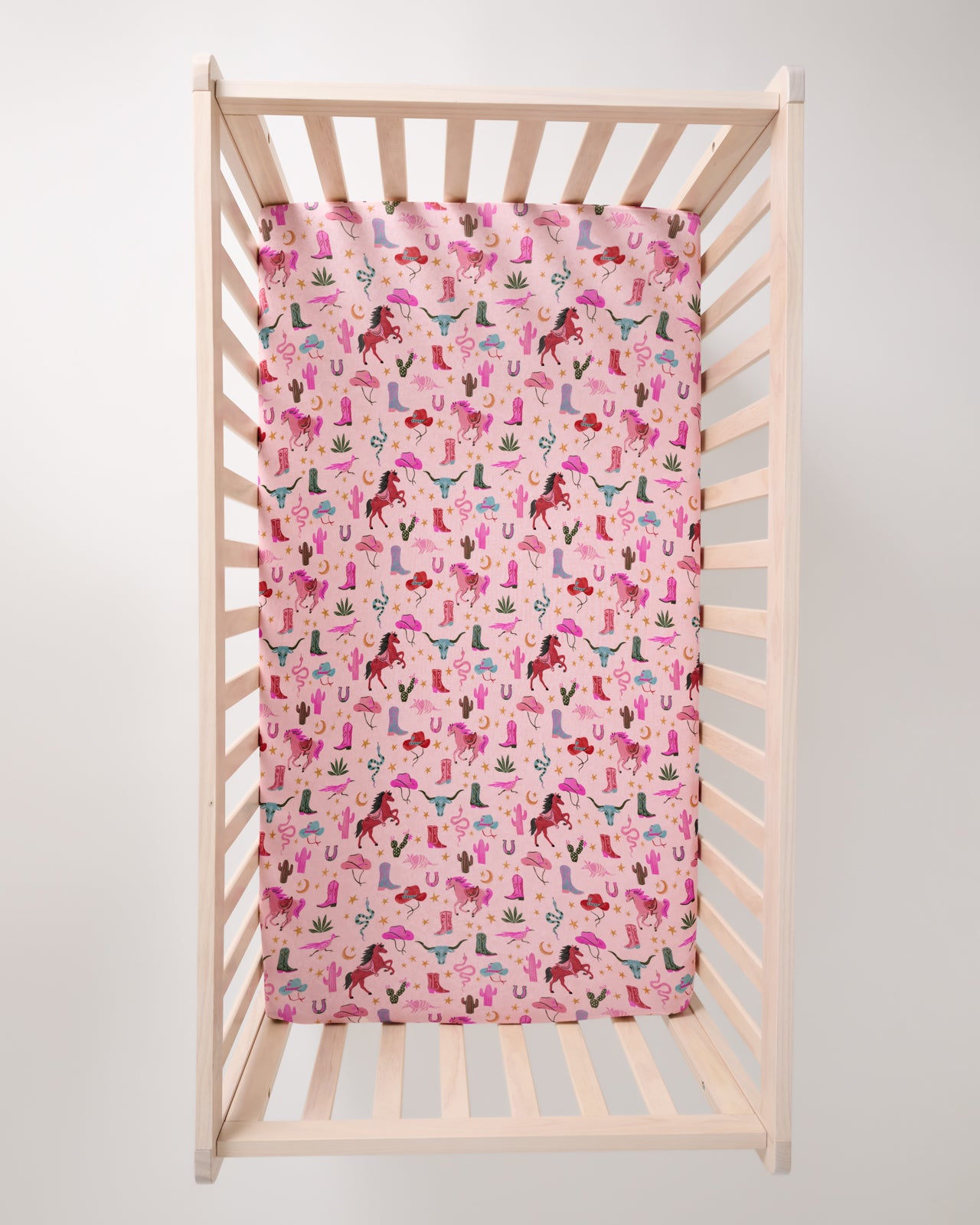 Pink Rancher Roundup Fitted Crib Sheet