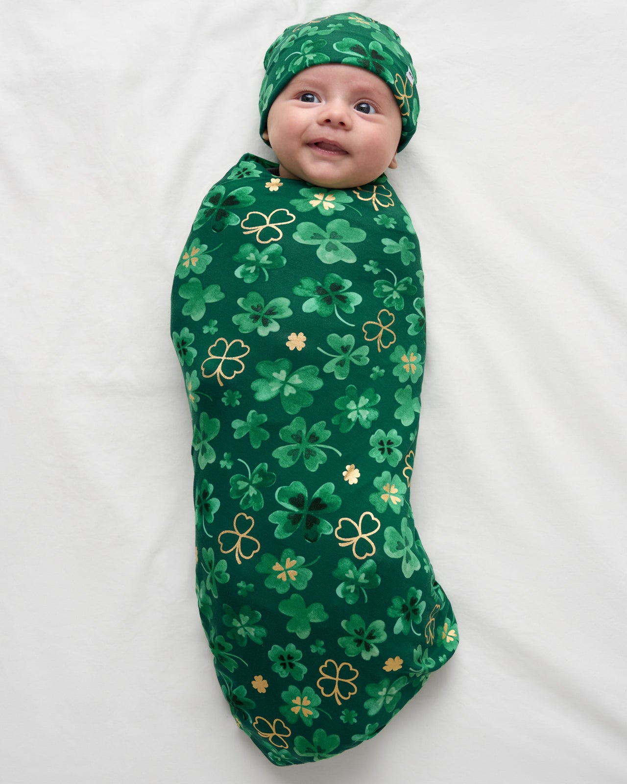 Clover Cuties Swaddle & Hat Set