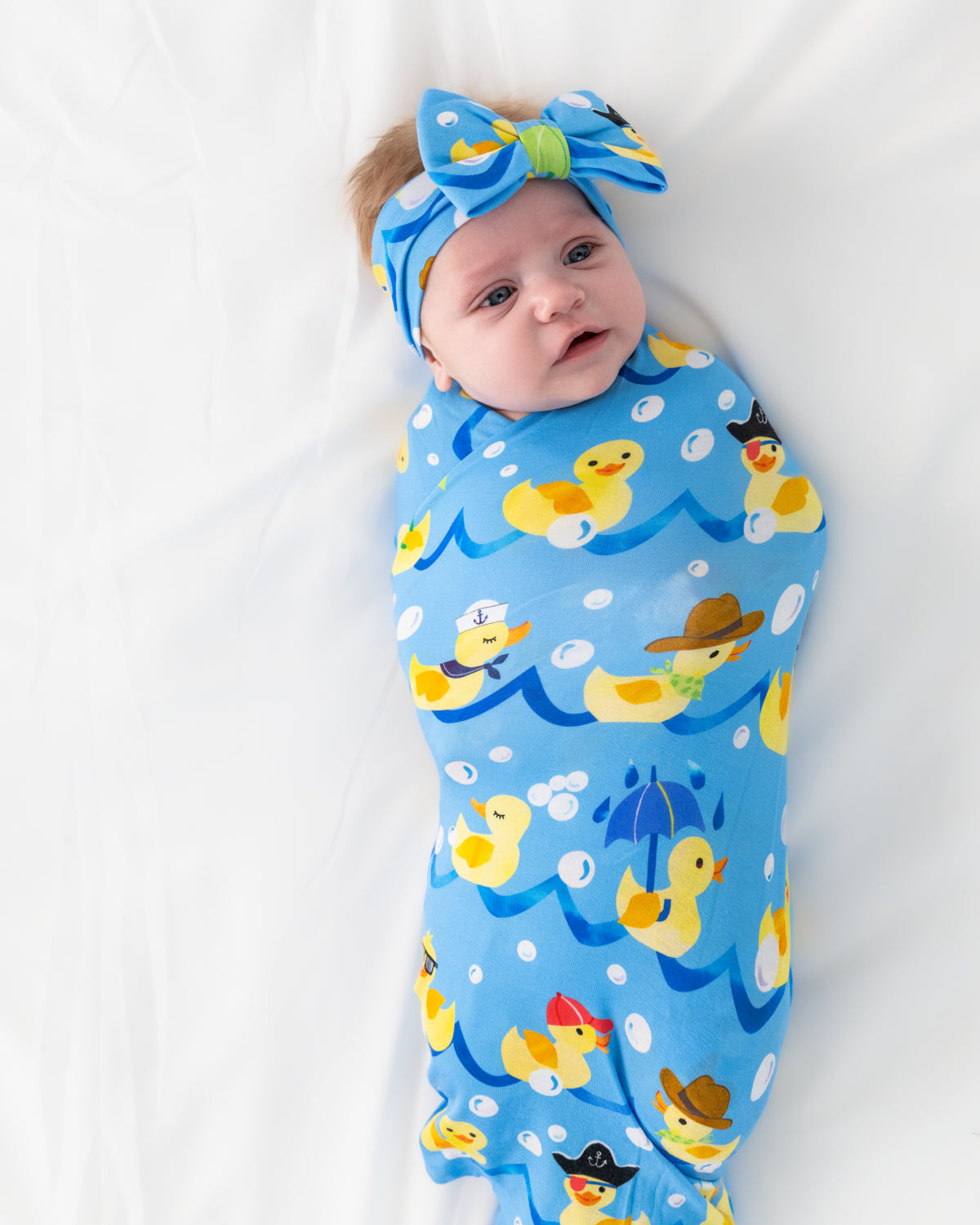 Splish Splash Swaddle & Luxe Bow Headband Set