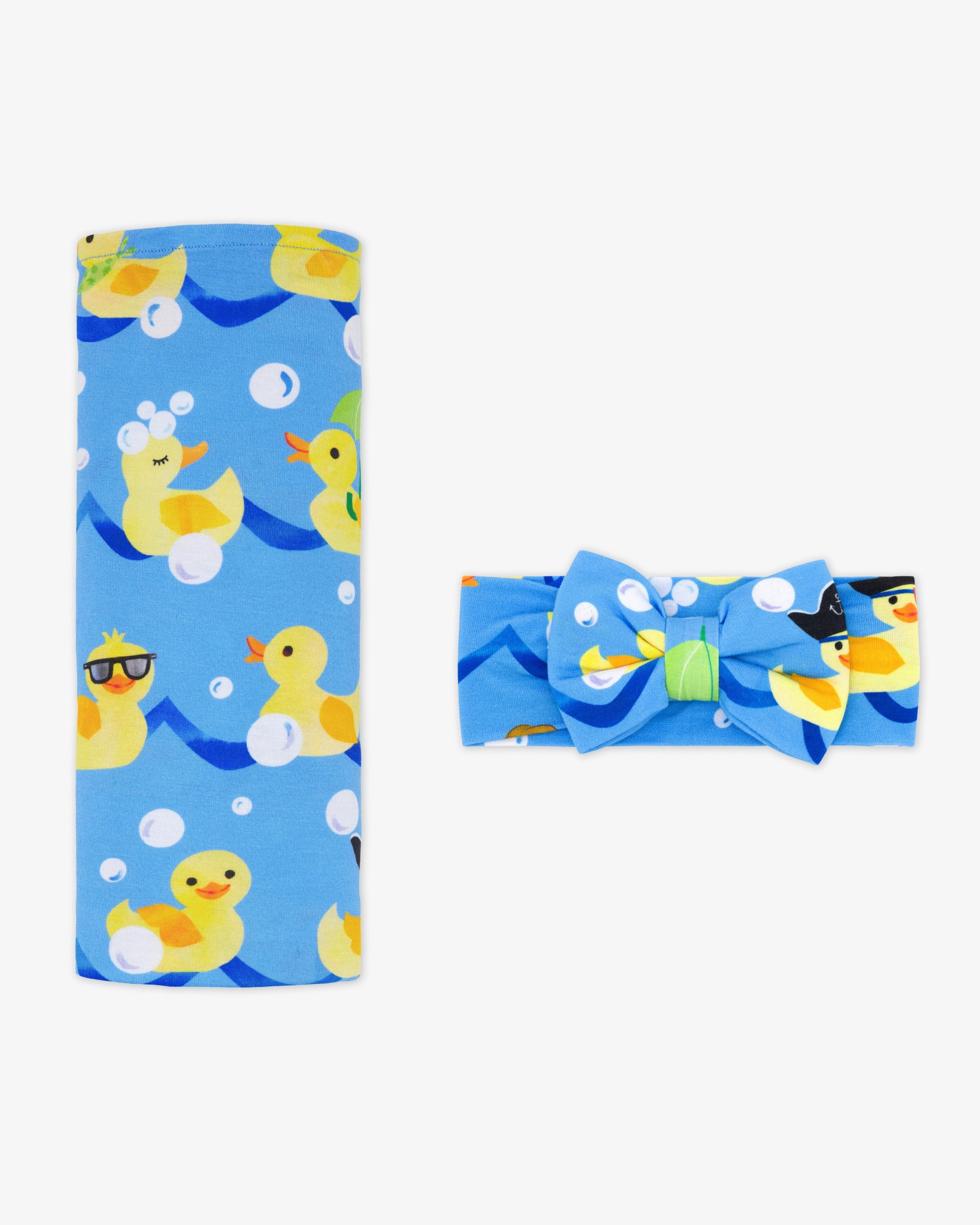 Splish Splash Swaddle & Luxe Bow Headband Set - Image 4