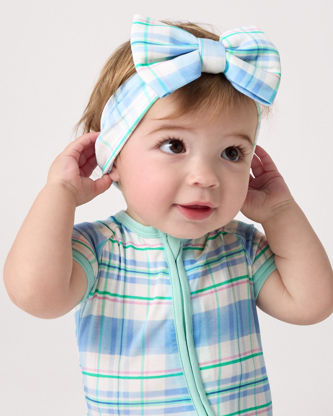 Springtime Plaid Luxe Bow Headband