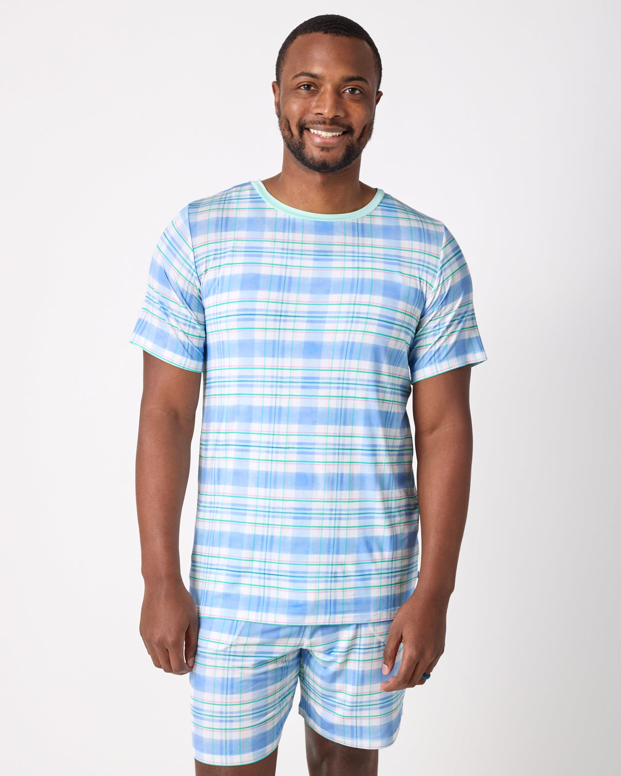 Springtime Plaid Men's Short Sleeve Pajama Top - Image 2