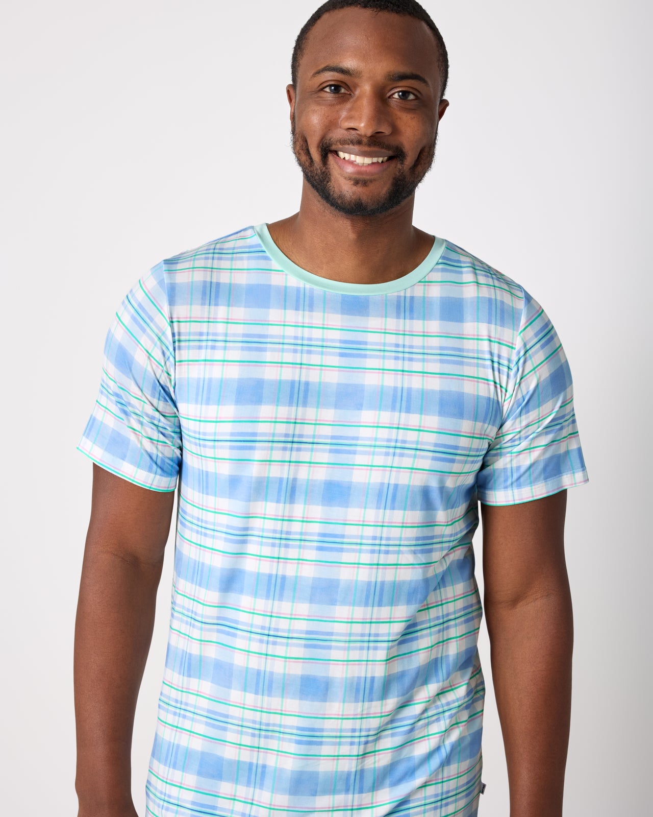 Springtime Plaid Men's Short Sleeve Pajama Top