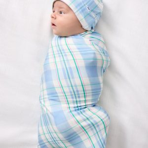 Springtime Plaid Swaddle & Hat Set