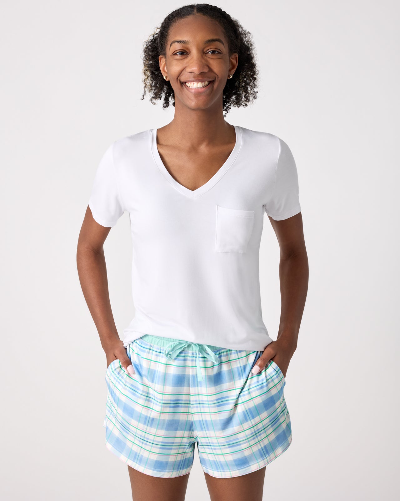 Springtime Plaid Women's Pajama Shorts - Image 2