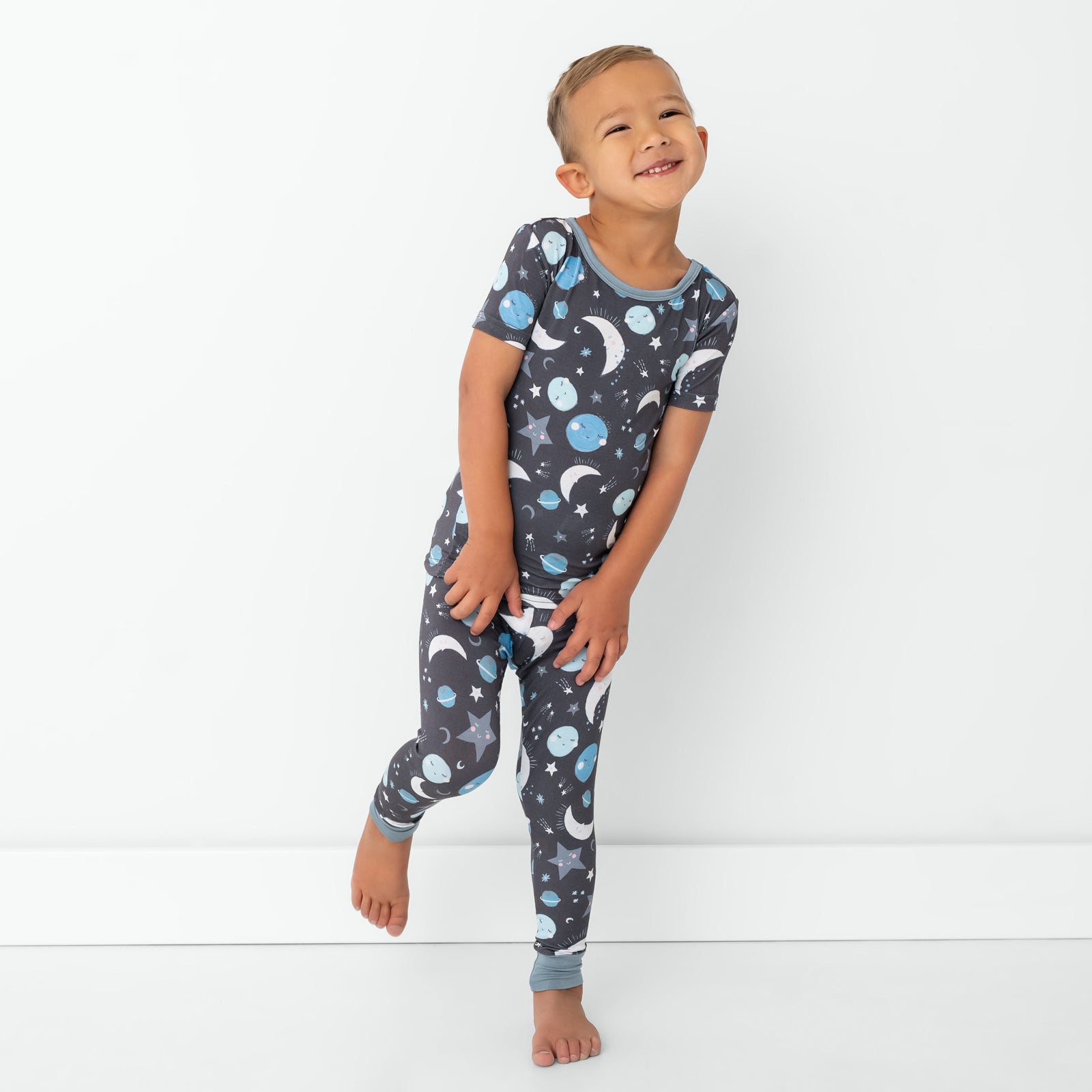 Blue To the Moon & Back Two-Piece Short Sleeve Pajama Set - Image 2