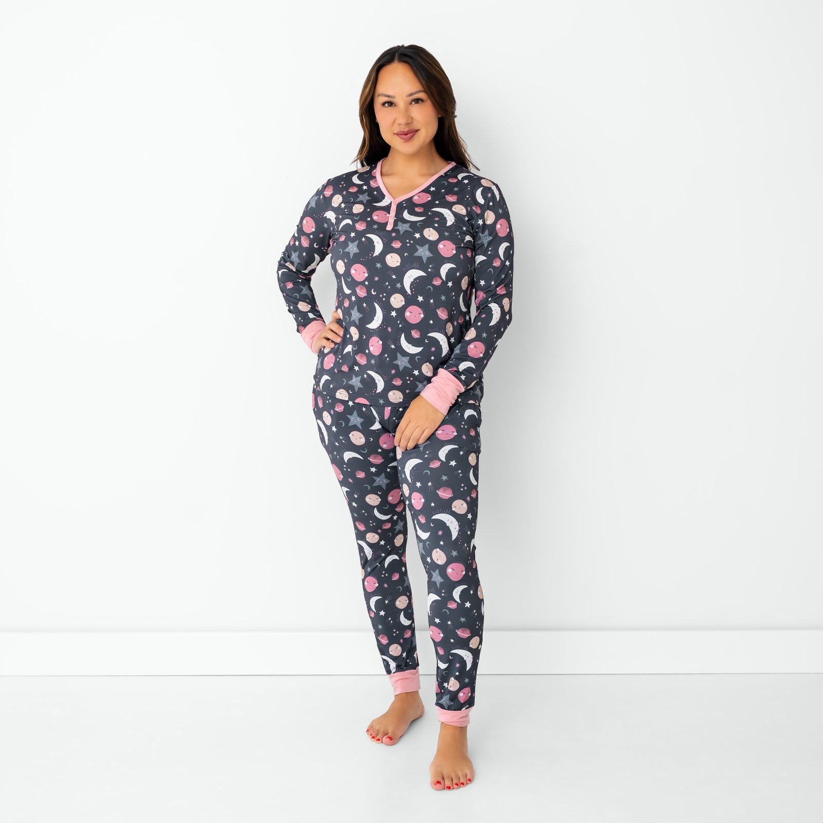 Pink To the Moon & Back Women's Bamboo Viscose Pajama Top