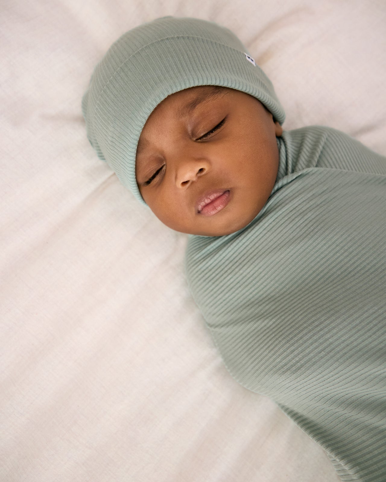 Willow Ribbed Swaddle & Infant Beanie Set - Image 3