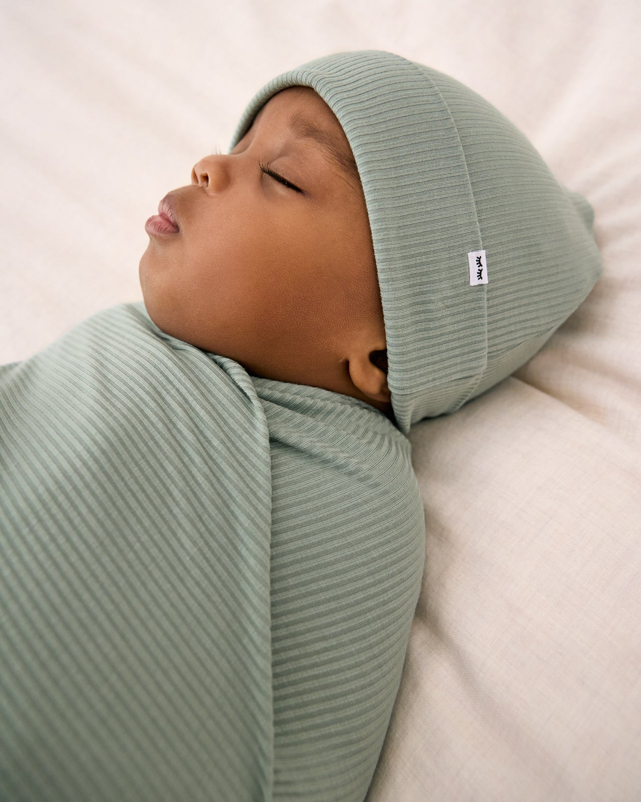 Willow Ribbed Swaddle & Infant Beanie Set - Image 2