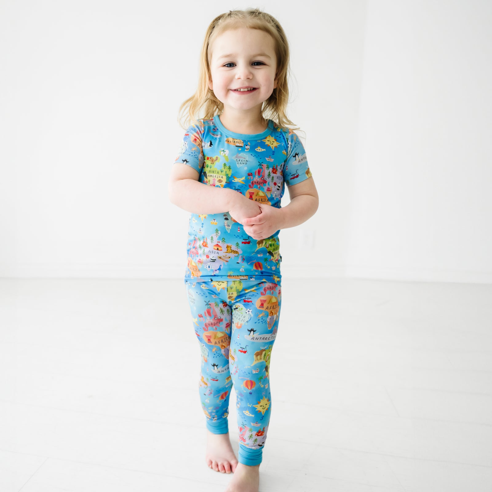 Around The World Two-Piece Short Sleeve Pajama Set - Image 2