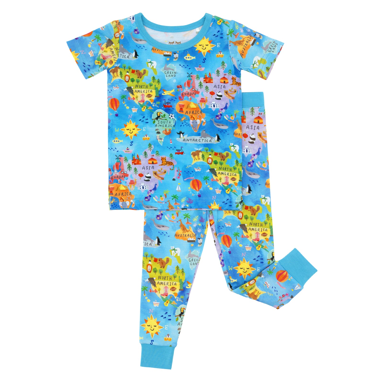 Around The World Two-Piece Short Sleeve Pajama Set - Image 4