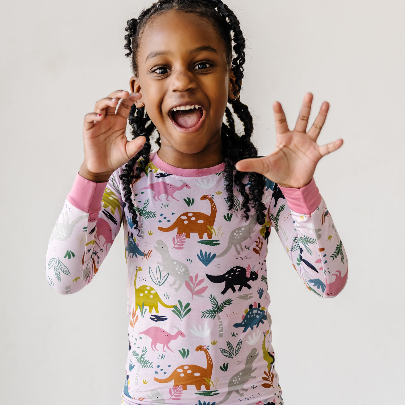 Pink Jurassic Jungle Two-Piece Pajama Set - Image 3