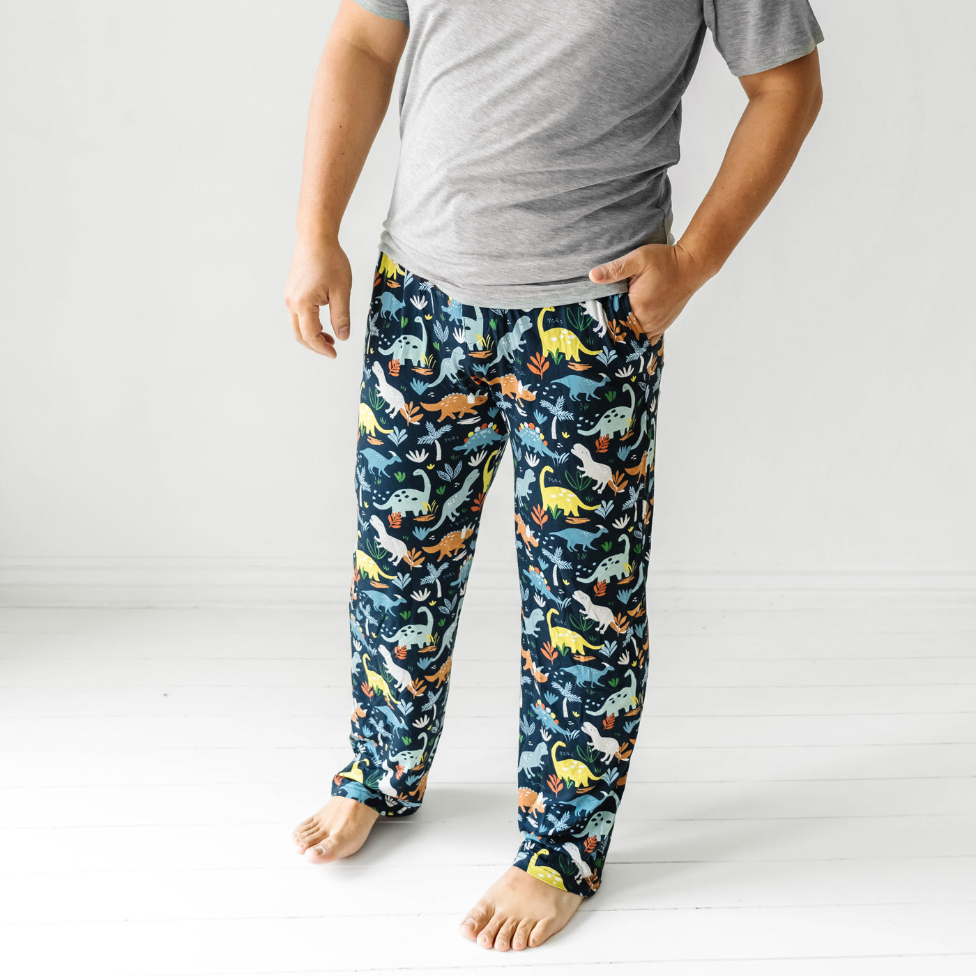 Navy Jurassic Jungle Men's Pajama Pants - Image 2