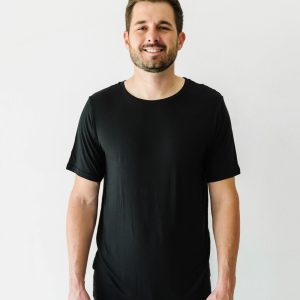 Black Men's Short Sleeve Pajama Top