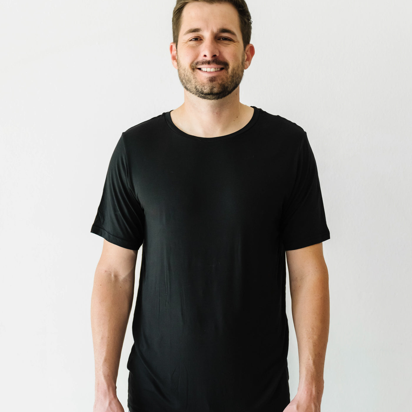 Black Men's Short Sleeve Pajama Top
