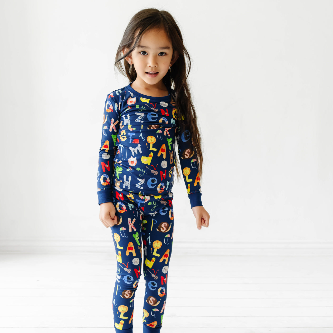 Navy Alphabet Friends Two-Piece Pajama Set - Image 4