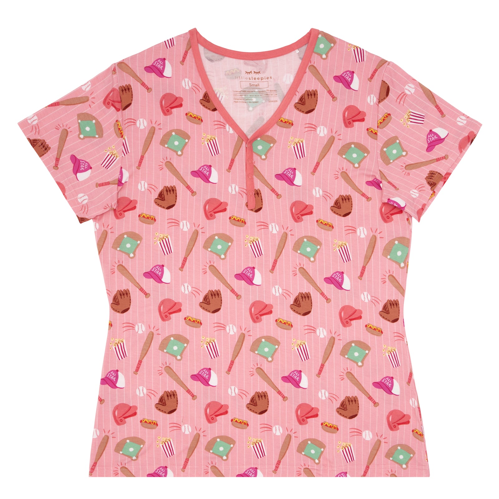 Pink All Stars Women's Short Sleeve Pajama Top - Image 5
