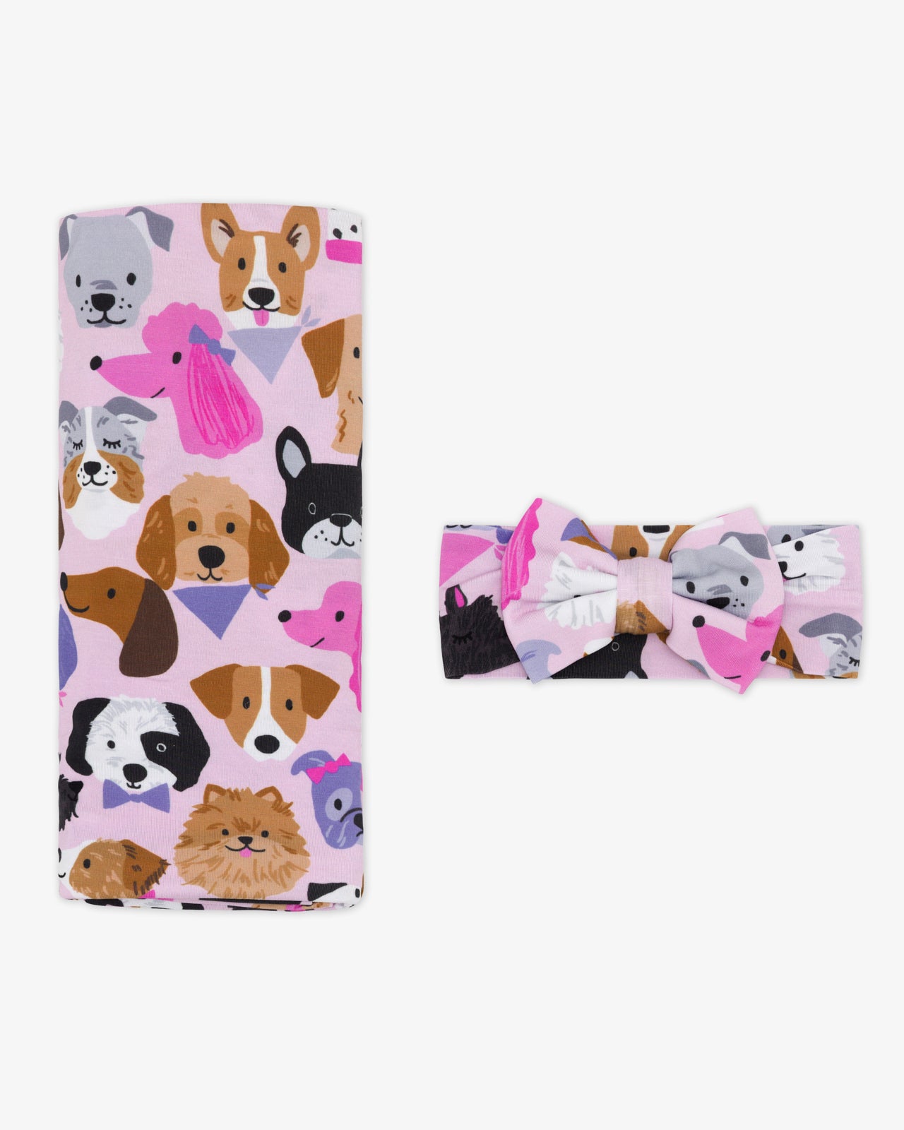 Pink Puppy Parade Swaddle & Luxe Bow Headband Set - Image 3