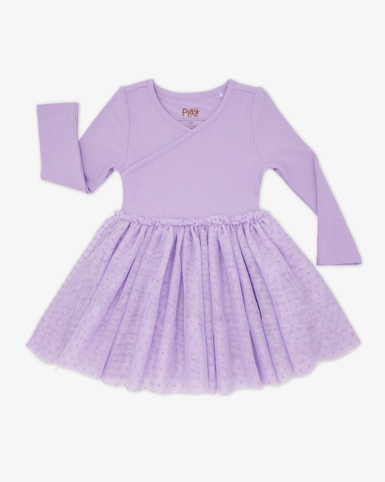 Powder Lilac Ribbed Layered Tulle Dress - Image 6