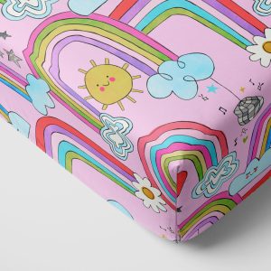 Disco Rainbows Fitted Crib Sheet