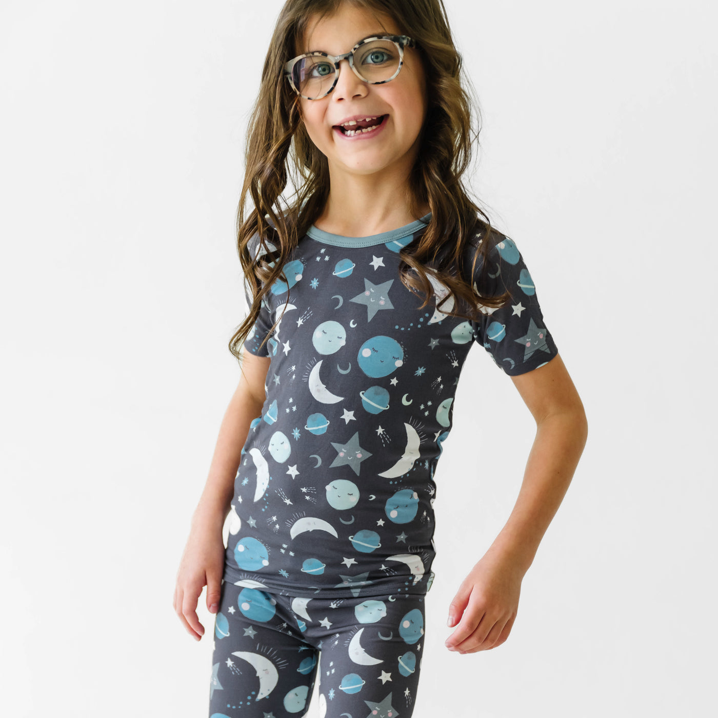 Blue To the Moon & Back Two-Piece Short Sleeve Pajama Set - Image 3