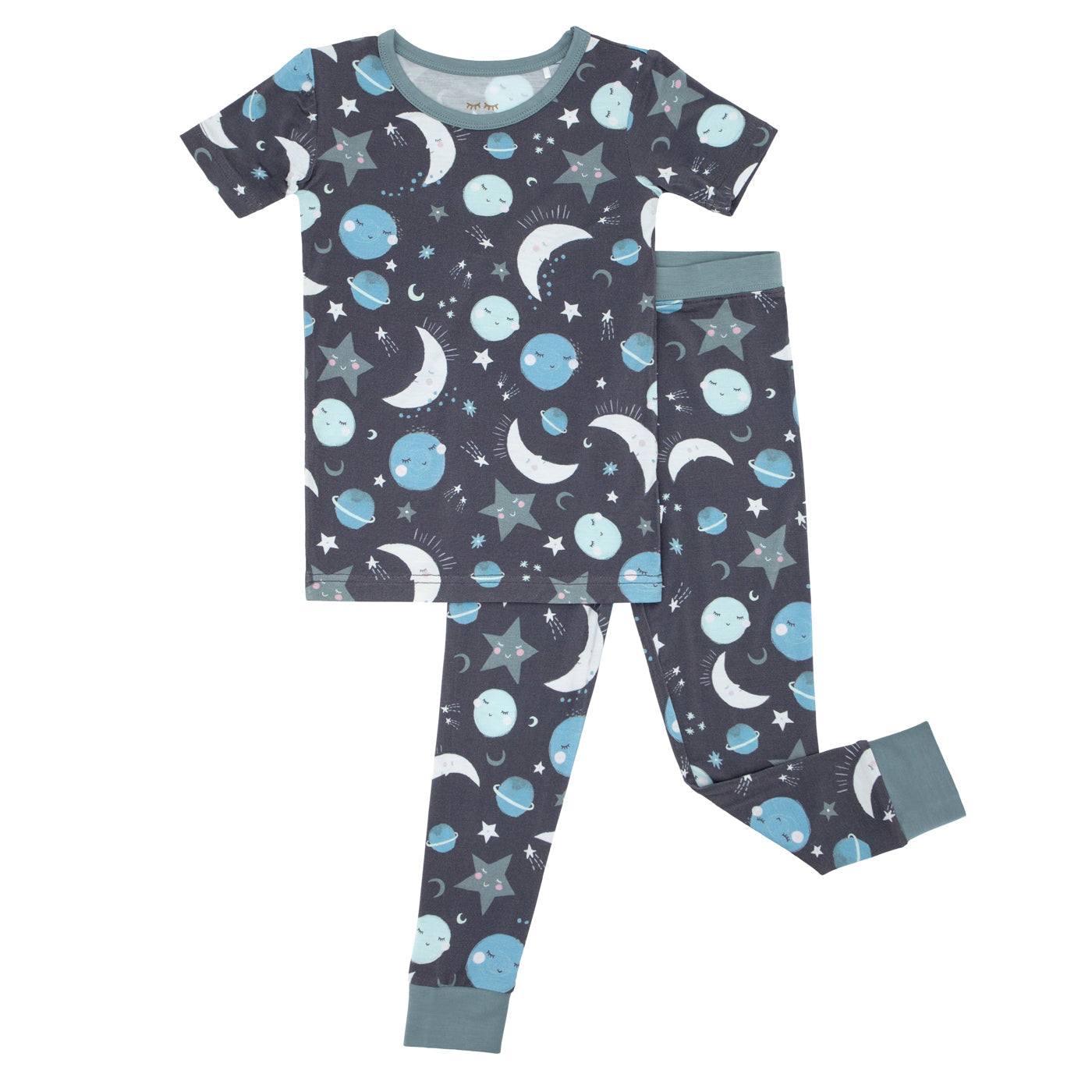 Blue To the Moon & Back Two-Piece Short Sleeve Pajama Set - Image 4