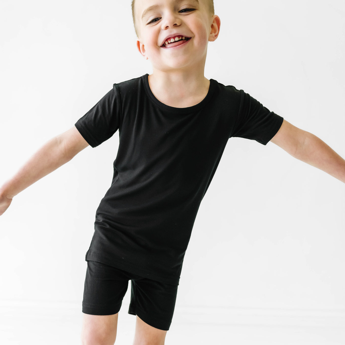 Black Two-Piece Short Sleeve & Shorts Pajama Set - Image 2