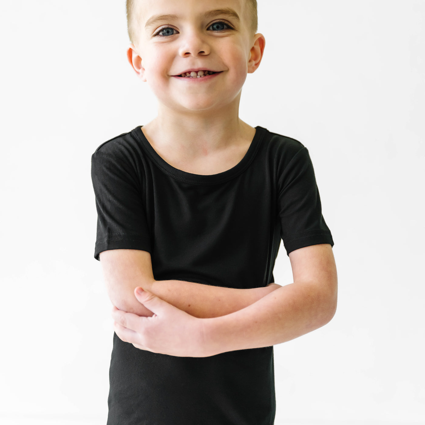 Black Two-Piece Short Sleeve & Shorts Pajama Set - Image 5